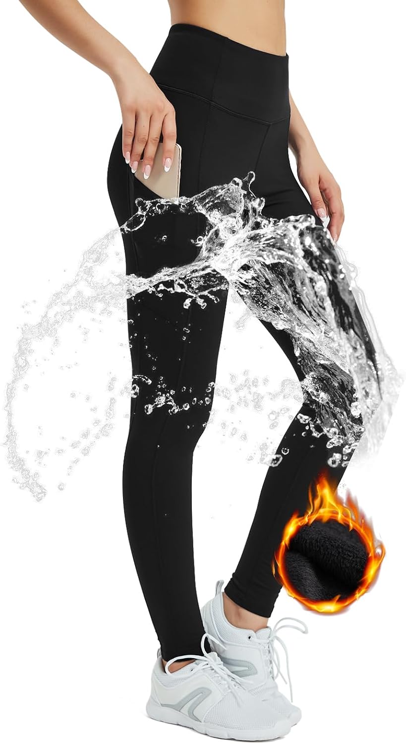 سعر ومواصفات SP3LOPS Fleece Lined Leggings Women,Waterproof Winter Thermal Leggings for Women, Thick Warm Lined Yoga Pant Pockets (B0B525Y3ZS) على Amazon EG