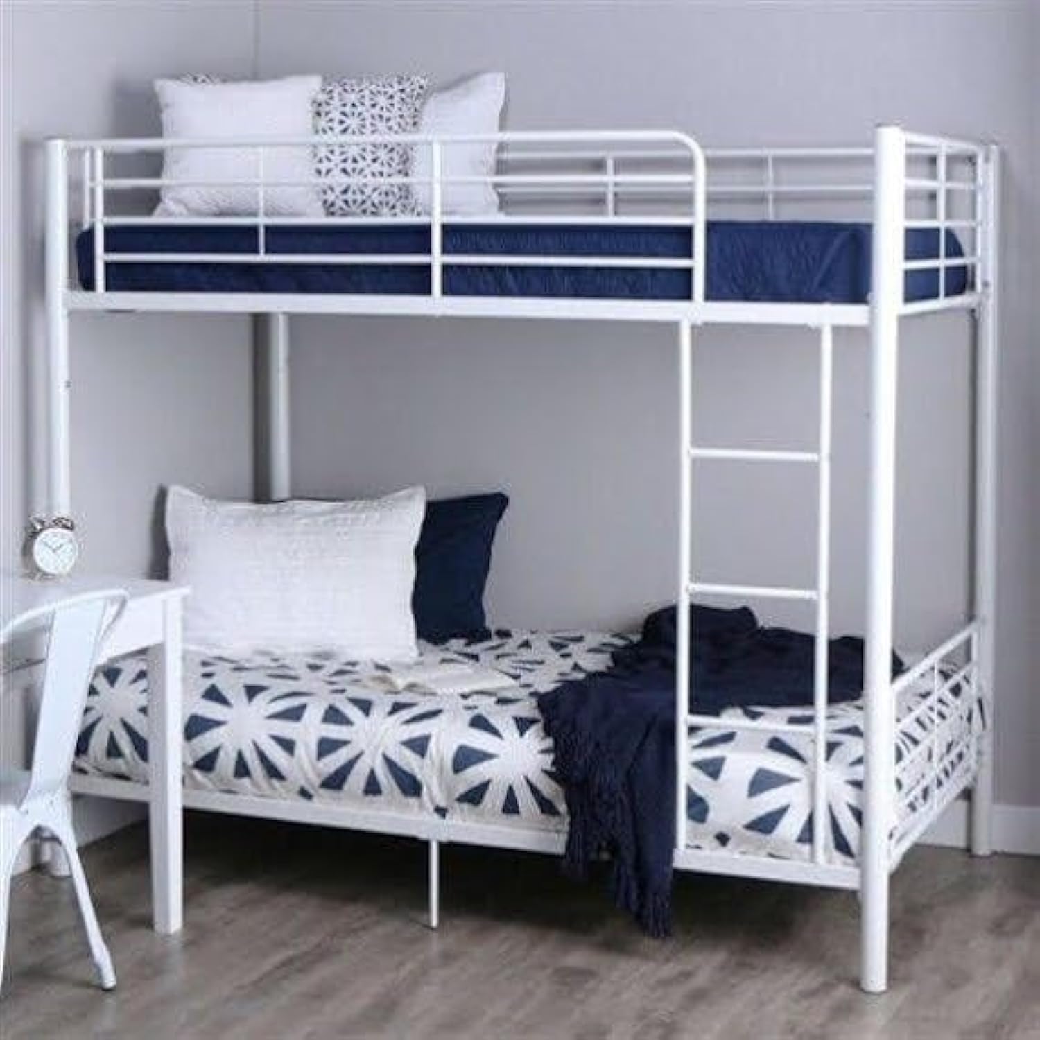 سعر ومواصفات Sturdy Metal Bunk Bed 120x200 cm – White – Space-Saving Twin Over Twin Bed with Guard Rails & Ladder – Heavy Duty Steel Frame for Kids, Teens & Adults – Modern Bedroom Furniture (B0CVSH3XCN) على Amazon EG