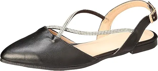 سعر ومواصفات SWAY Leather flat pointy sling backs elegant with a criss-cross thin elastic (B0DKQSR17B) على Amazon EG