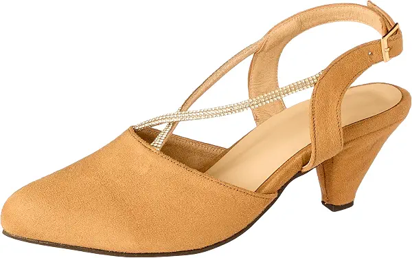 سعر ومواصفات SWAY Suede 3 cm kitten heel sling backs with a simple upper diamond ribbon, 37 EU (B0DKQYD95F) على Amazon EG