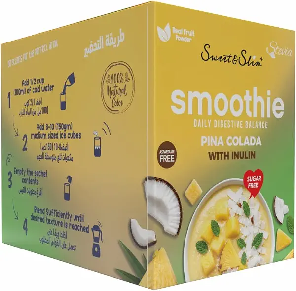 سعر ومواصفات Sweet&Slim Smoothie Inulin box - سويت أند سلم سموزي بنكهة البينا كولادا " جوزهند & اناناس" مدعم بالإينولين علبه 10 ساشيت (B0H8Z4X915) على Amazon EG
