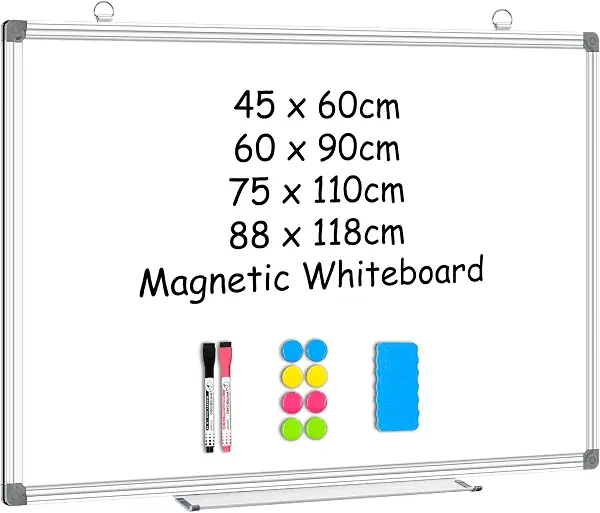 سعر ومواصفات 4 THOUGHT Magnetic Whiteboard 75 x 110 cm Large White Board for Wall Dry Erase Board with 2 Markers 8 Magnets and 1 Eraser Whiteboards for School Home Office (B07QKT11QH) على Amazon EG
