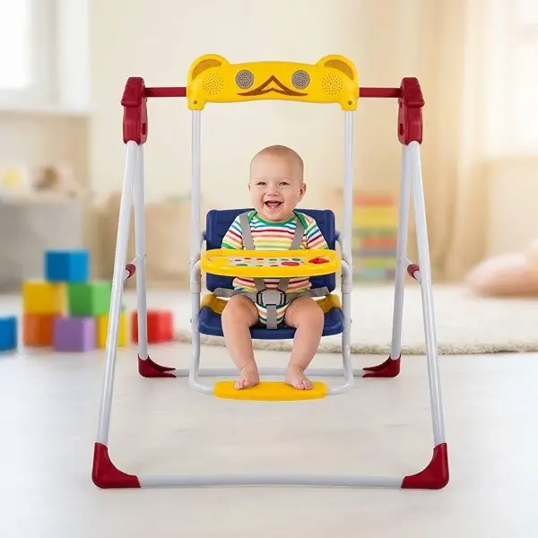 سعر ومواصفات Toddler Swing Indoor and Outdoor Free-Standing Baby Swing with Safety Harness and Music Tray By Happy Kiddo (B0HP9QBF6K) على Amazon EG