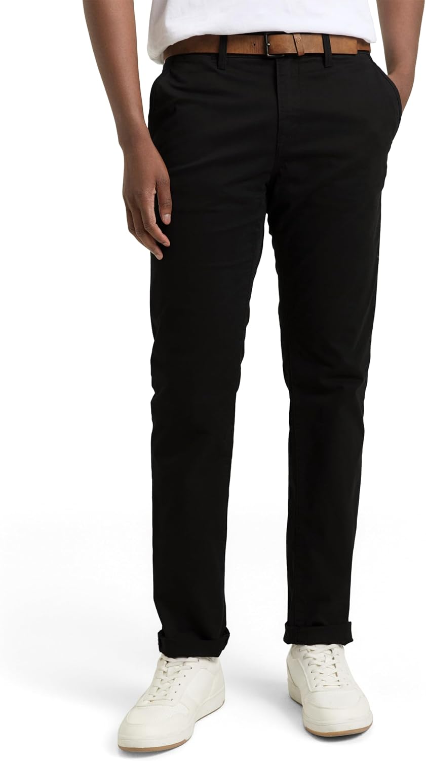 سعر ومواصفات Tom Tailor Denim Men's Slim Fit Chino Trousers with Belt (B07KWPH1HX) على Amazon EG