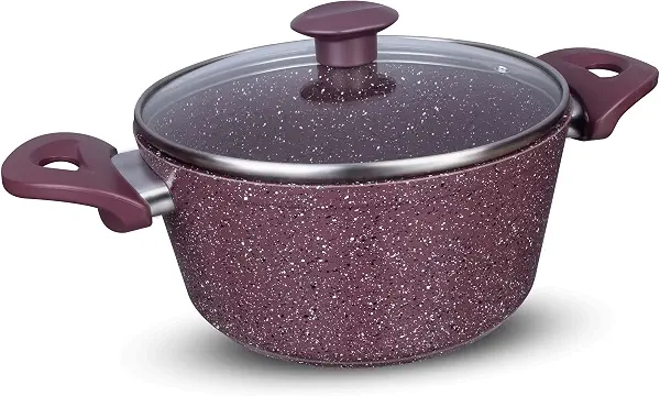 سعر ومواصفات Top chef pot granite size 22 burgundy glass lid (B0B88D8945) على Amazon EG