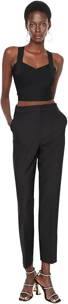 سعر ومواصفات Trendyol Woman Black Slim Leg Woven Trousers TPRAW23PL00000 Trousers (pack of 1) (B0B94KK75K) على Amazon EG