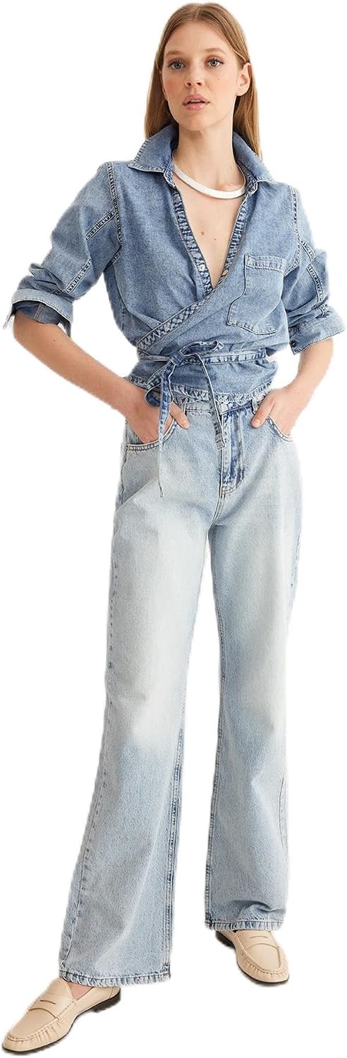 سعر ومواصفات Trendyol Woman High Waist Wide Leg Jeans Twoss25Je00068 Jeans (pack of 1) (B0DWTBTZZ7) على Amazon EG