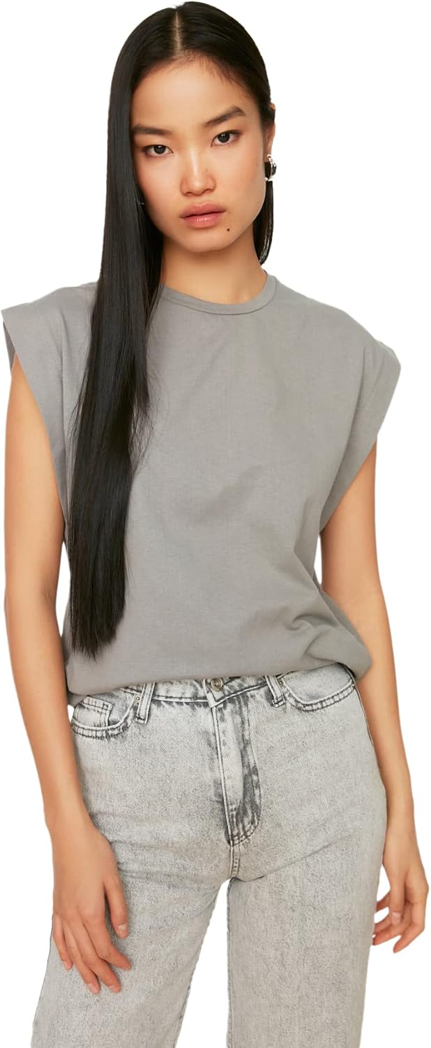 سعر ومواصفات Trendyol Women 100% Cotton Wadding Look Basic Crew Neck Knitted T-Shirt TWOSS20TS0021 T-Shirt (pack of 1) (B09VY7GQ1L) على Amazon EG