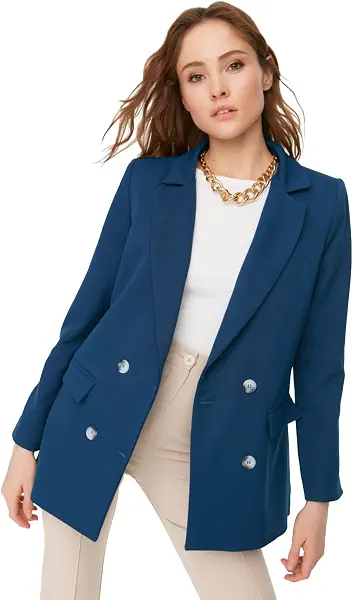 سعر ومواصفات Trendyol Women Regular Lined Button Detailed Woven Blazer Jacket TWOAW21CE0264 Blazer jacket (B09WKLXQNG) على Amazon EG