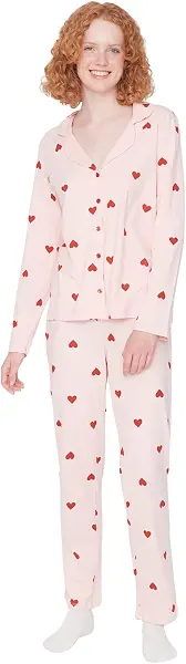 سعر ومواصفات Trendyol Womens Trendyol Damen 2er-pack Herz Lange Ärmel Lounge/Zuhause Tailliert Pyjama-set Pajama Set (pack of 1) (B0BCGLRHQD) على Amazon EG