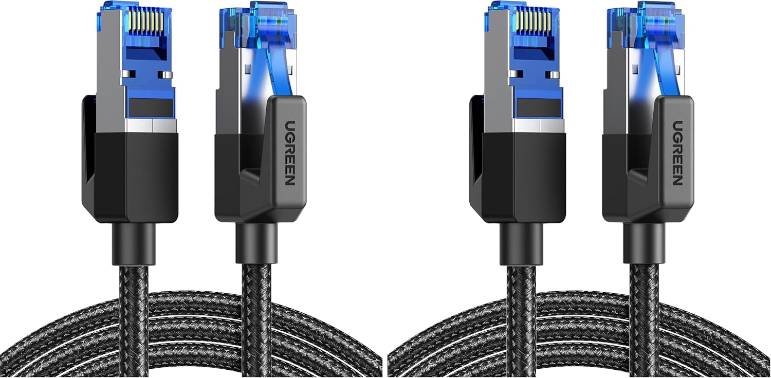 سعر ومواصفات UGREEN CAT8 Shielded Round Braided Cable Modular Plugs 2m (Pack of 2) (B0CM3M1231) على Amazon EG