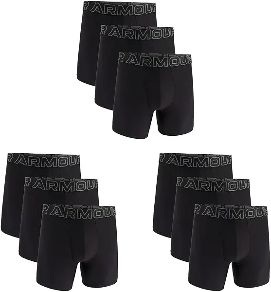سعر ومواصفات Under Armour اندر ارمور بوكسر رجالي من بيرفورمانس تيك 6 انش، عبوة من 9 قطع، لون اسود، مقاس M (B0FHP7CPCV) على Amazon EG