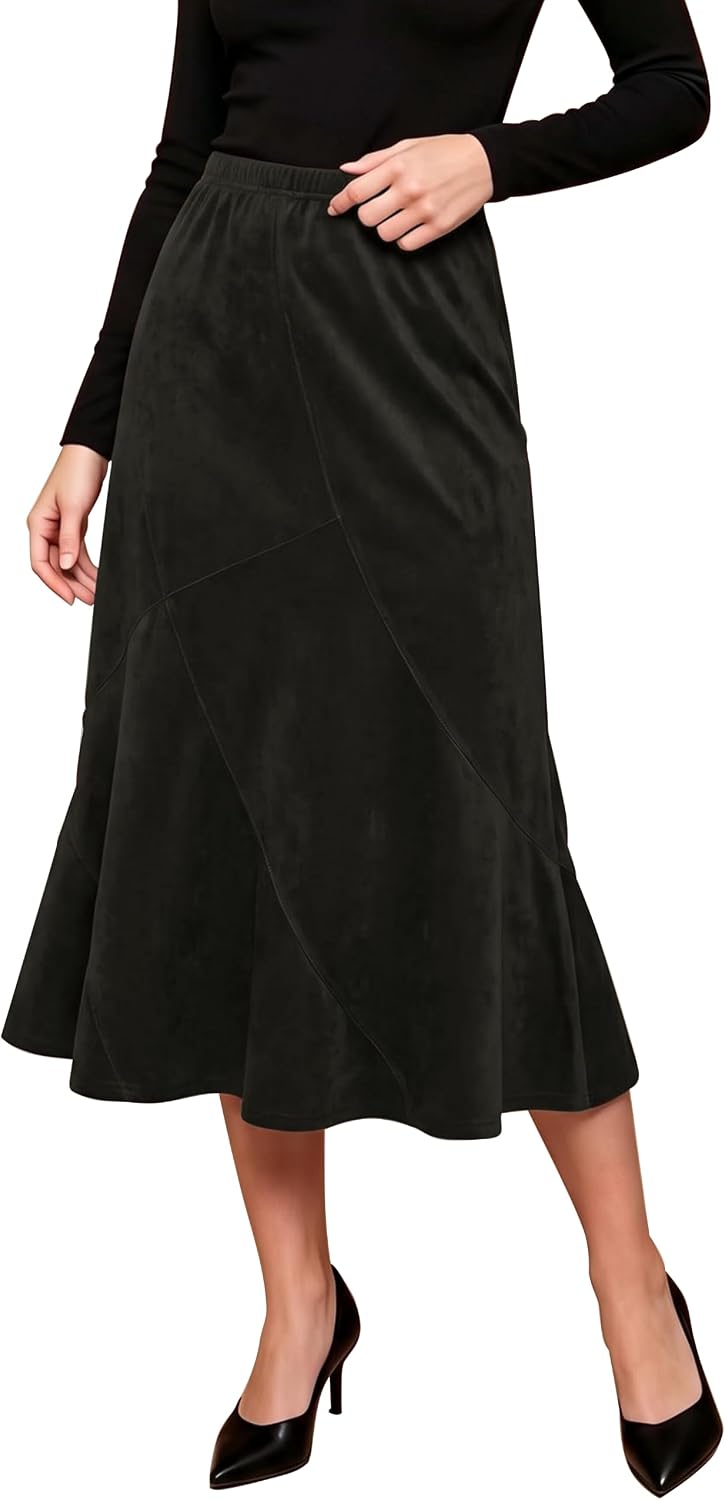 سعر ومواصفات Urban CoCo Women's Vintage Elastic Waist A-Line Long Maxi Skirt (B01M5CFDWO) على Amazon EG