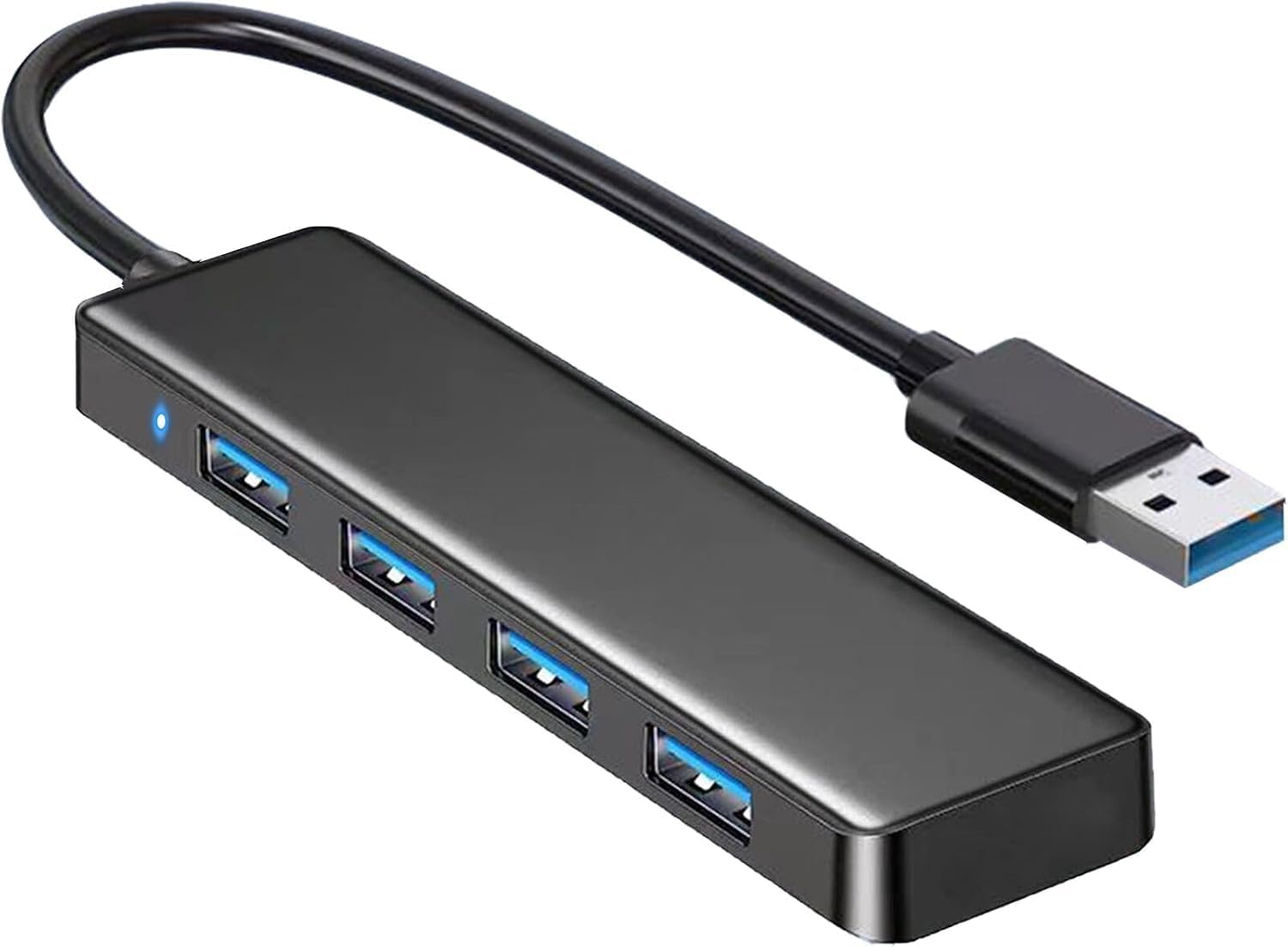 سعر ومواصفات USB Hub 4 Port USB 3.0 with Blue LED Indicator Heat Dissipation, ABS Material (B0HJM6M4D8) على Amazon EG