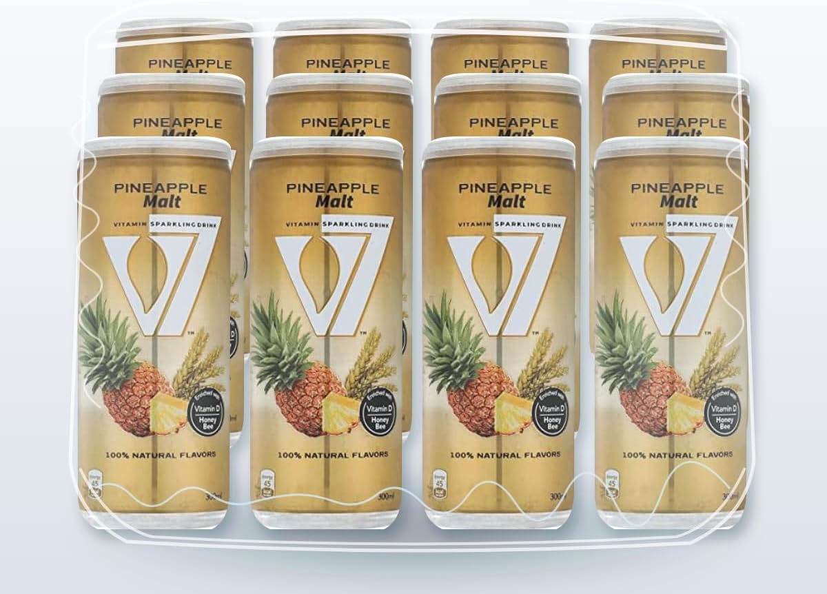 سعر ومواصفات V7 vitamin flavored malt 100% natural flavors - pineapple 300ml (Pack of 12) (B0HJ6F2PBF) على Amazon EG