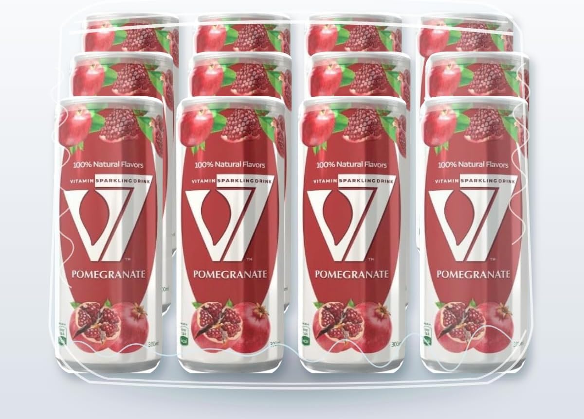 سعر ومواصفات V7 vitamin sparkling drink 100% natural flavors - pomegranate 300ml (Pack of 12) (B0HJ65TBL3) على Amazon EG