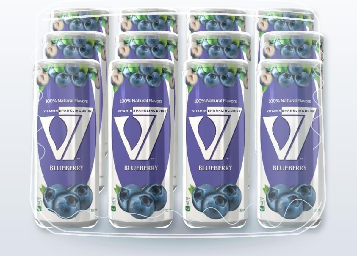 سعر ومواصفات V7 vitamin sparkling drink 100% natural flavors - blueberry 300ml (Pack of 12) (B0HJ66V9KF) على Amazon EG