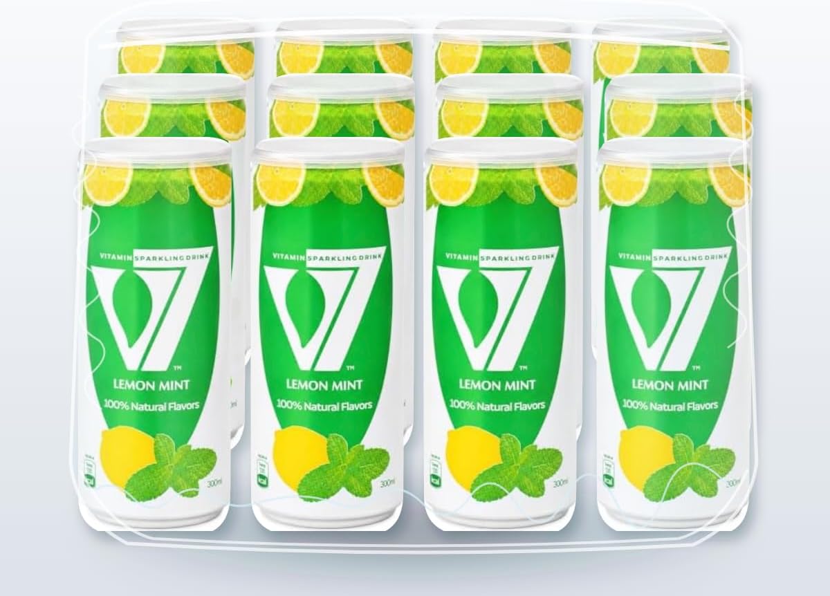 سعر ومواصفات V7 vitamin sparkling drink 100% natural flavors - lemon mint 300ml (Pack of 12) (B0HJ694C8F) على Amazon EG