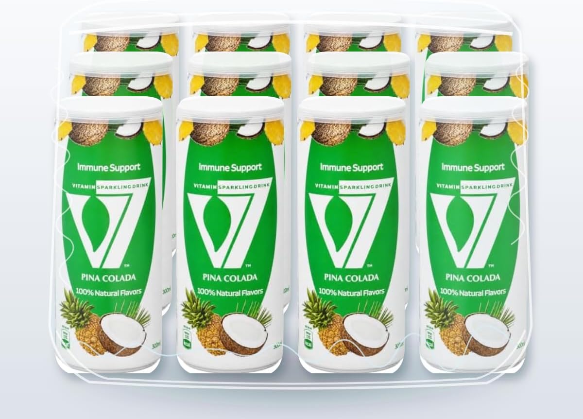 سعر ومواصفات V7 vitamin sparkling drink 100% natural flavors - pina colada 300ml (Pack of 12) (B0HJ695BW6) على Amazon EG
