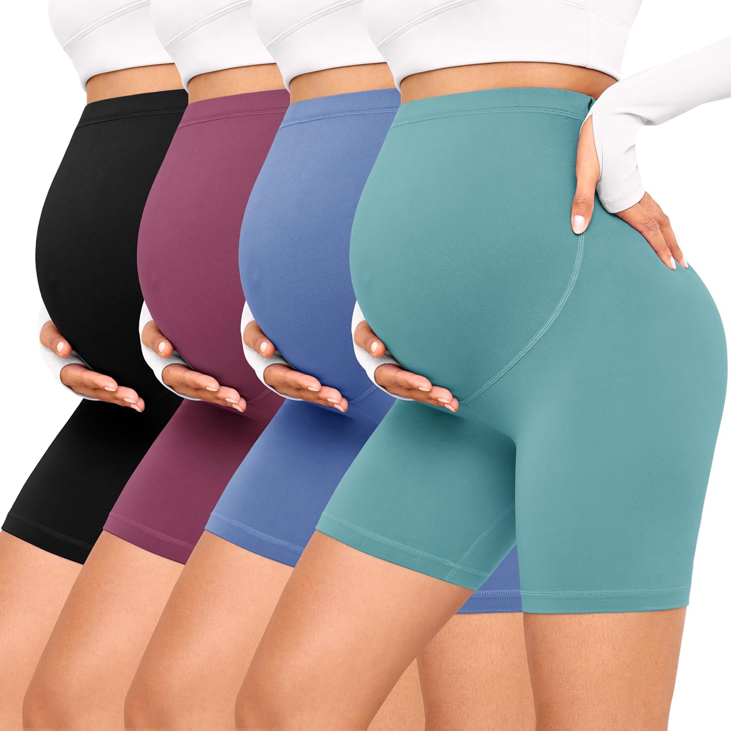 سعر ومواصفات VALANDY Creamlush 4 Pack Maternity Shorts Over The Belly-5"/8" Buttery Soft Stretchy Maternity Lounge Yoga Shorts (B0F43PKK2S) على Amazon EG