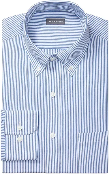 سعر ومواصفات Van Heusen Men's Dress Shirt Regular Fit Pinpoint Stripe, Blue, 16.5" Neck 32"-33" Sleeve (B00D1SQBWE) على Amazon EG