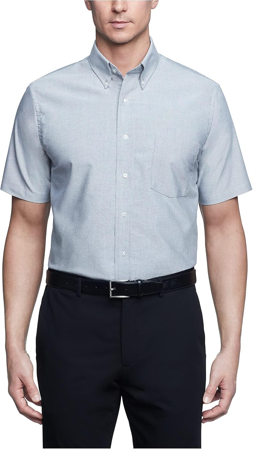 سعر ومواصفات Van Heusen Men's Short Sleeve Dress Shirt Regular Fit Oxford Solid, Greystone, S (B00CNQ5D2Y) على Amazon EG