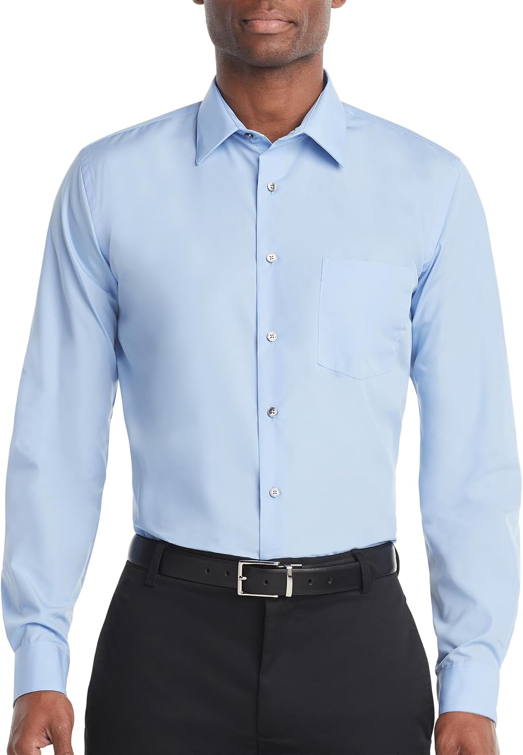 سعر ومواصفات Van Heusen Mens Poplin Regular Fit Solid Point Collar Shirt, Color: Cameo Blue, Size: 18.5 Neck/34-35 Sleeve (B00AJOUUV6) على Amazon EG