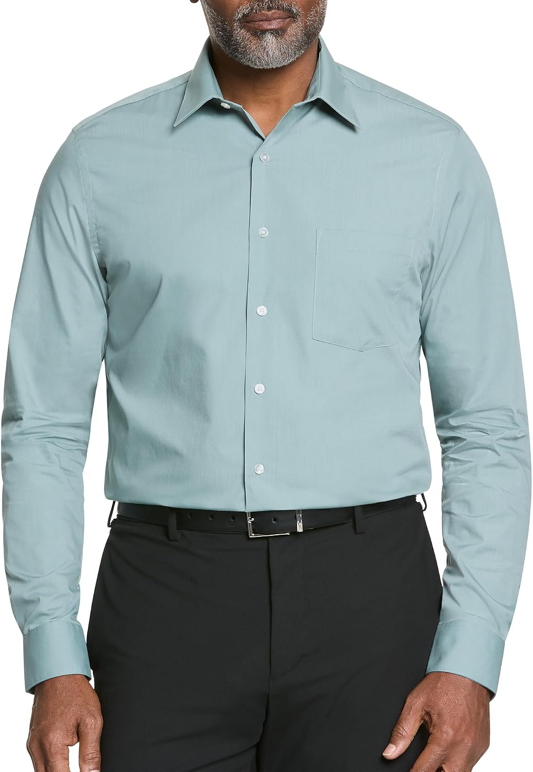 سعر ومواصفات Van Heusen Mens Poplin Regular Fit Solid Point Collar Shirt, Color: Ocean Mist, Size: 15 Neck/32-33 Sleeve (B07F3DL6NM) على Amazon EG