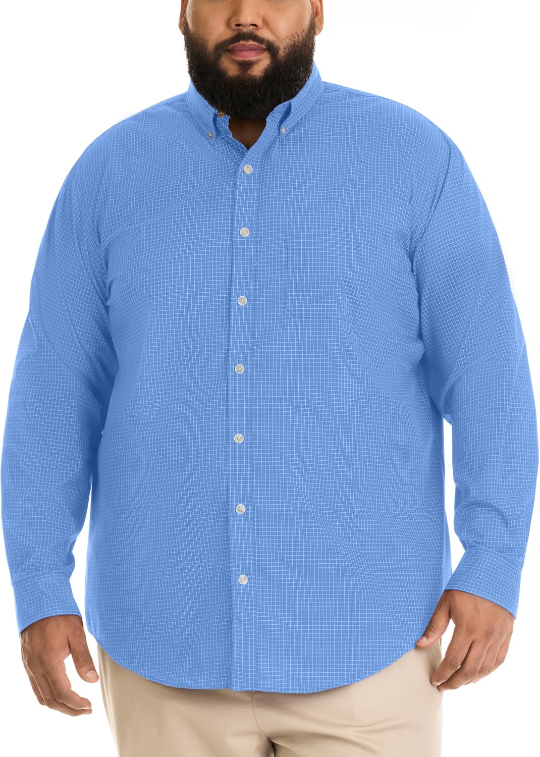 سعر ومواصفات Van Heusen قميص كبير وطويل للرجال مضاد للتجاعيد باكمام طويلة بوبلين وازرار من فان هيوزن (B08GQ8VMFK) على Amazon EG