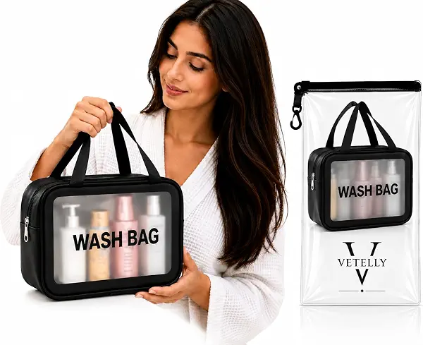 سعر ومواصفات VETELLY Travel Toiletry Bag, Black, Water-Resistant, Multiple Compartments (B0F99RCJSL) على Amazon EG