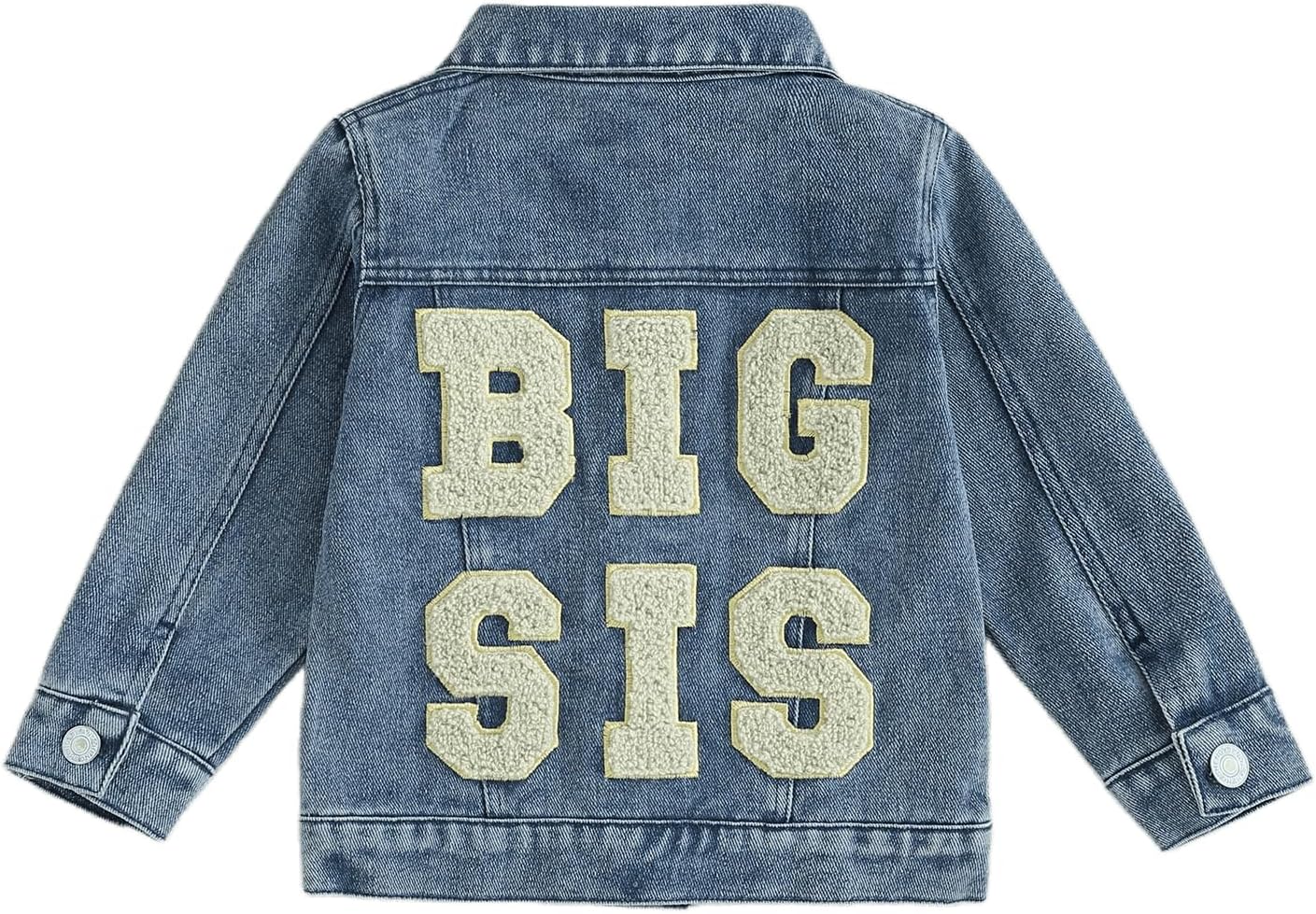 سعر ومواصفات VISGOGO Toddler Baby Girl Jacket Big Lil Sister/Brother Letter Embroidery Jean Long Sleeve Cardigan Button Denim Coat (B0CLD6SZY2) على Amazon EG