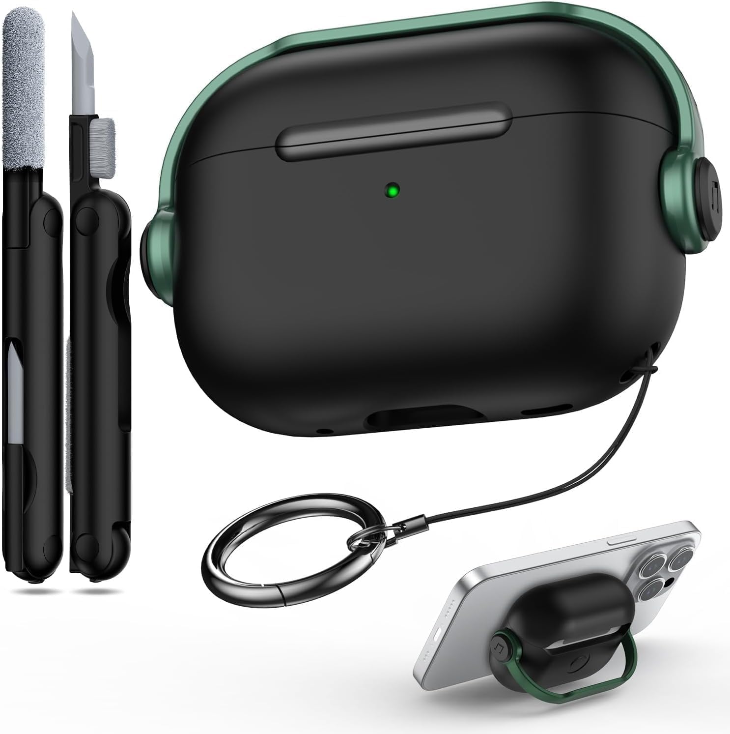 سعر ومواصفات VOMA لـ AirPods Pro 2 / AirPods Pro 1 غطاء حماية متين شديد التحمل مضاد للصدمات والخدوش بتصميم قفل أمان محكم لحماية شاملة بزاوية 360 درجة مع مشبك تعليق معدني من البولي كربونات الصلب.، زيتي (B0HJ2QK449) على Amazon EG