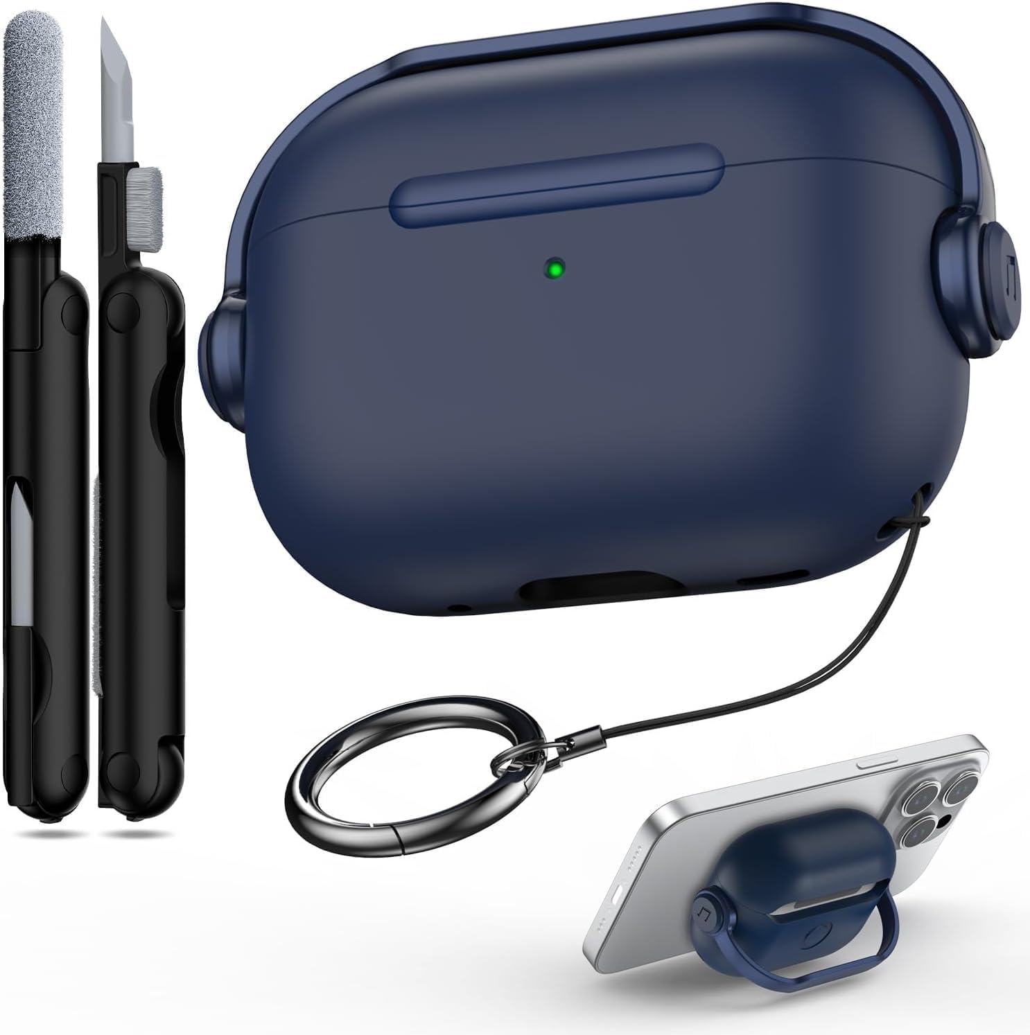 سعر ومواصفات VOMA لـ AirPods Pro 2 / AirPods Pro 1 غطاء حماية متين شديد التحمل مضاد للصدمات والخدوش بتصميم قفل أمان محكم لحماية شاملة بزاوية 360 درجة مع مشبك تعليق معدني من البولي كربونات الصلب.، كحلي (B0HJ2STY11) على Amazon EG
