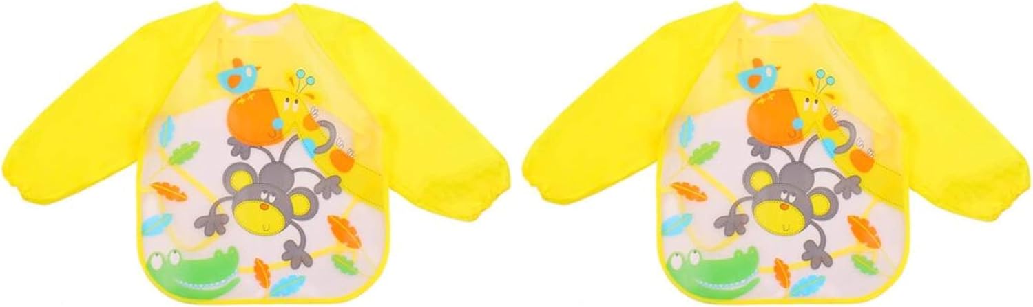 سعر ومواصفات Waterproof EVA Full Sleeve Bibs Children Apron Long Sleeve Feeding Smock Bibs Kids Eating Breastplate Kid Baby Bavoir Clothing,Yellow little monkey (Pack of 2) (B0HLDRBYTN) على Amazon EG