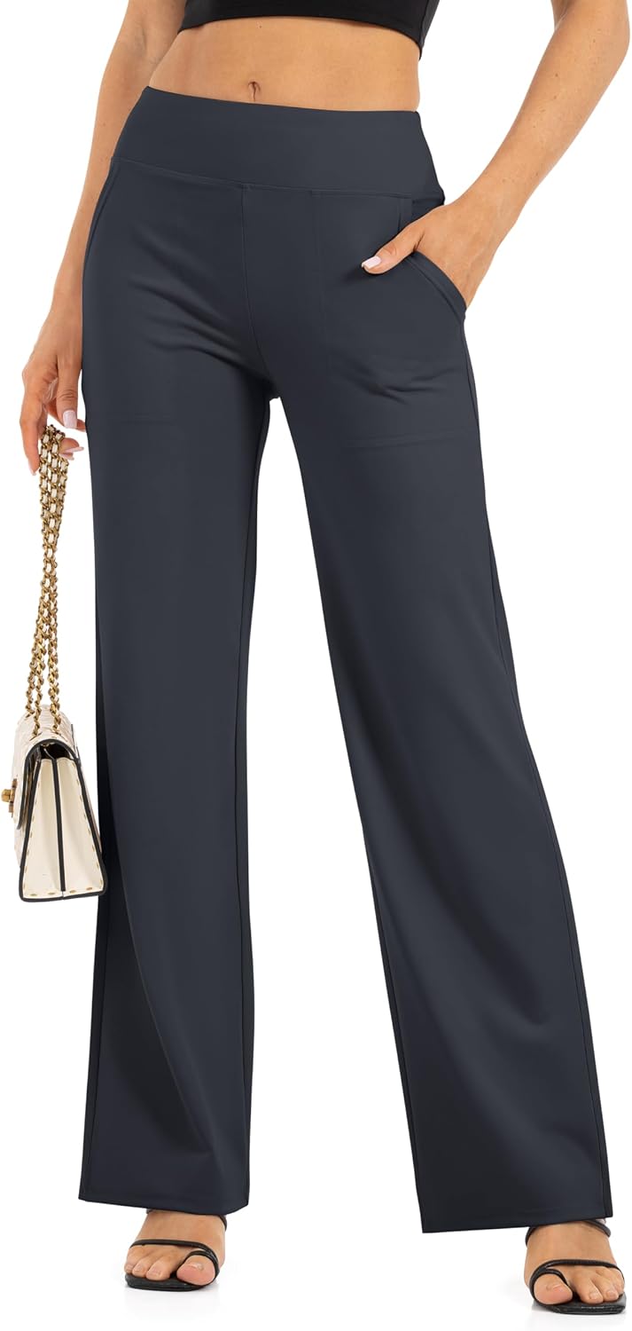 سعر ومواصفات Wide Leg Pants for Women with Pockets Yoga Pants High Waisted Loose Palazzo Casual Lounge Sweatpants (B0F9NXBP4J) على Amazon EG
