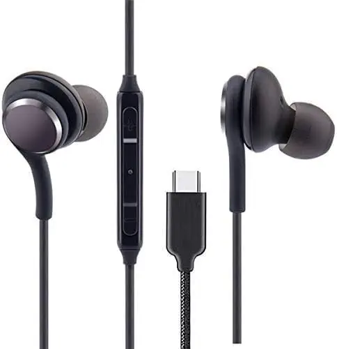 سعر ومواصفات Wired Stereo Earphones Compatible with Galaxy S22 Ultra S21 S20 5G S10 Note 10 10+ - with Microphone and Volume Remote and Type-C Connector - Black (B0FSPTXR32) على Amazon EG