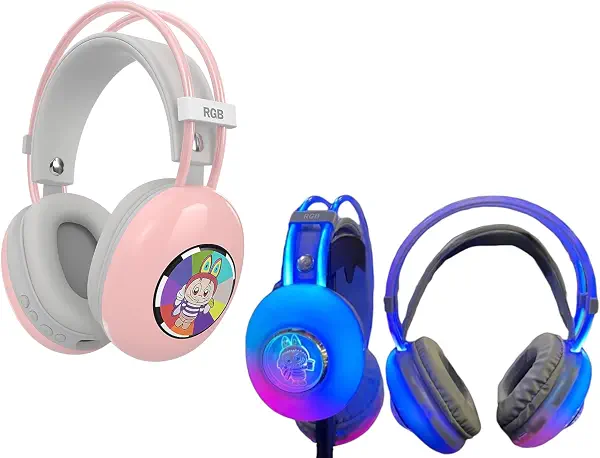 سعر ومواصفات Wireless Headphone AH-980G Comfortable RGB Gaming Bluetooth Headset, 40mm Dynamic Drivers, Noise Reduction, Pure Bass Sound, USB Type-C, Support AUX Cable for Kids and Girls (Pink) (B0G1621JCZ) على Amazon EG