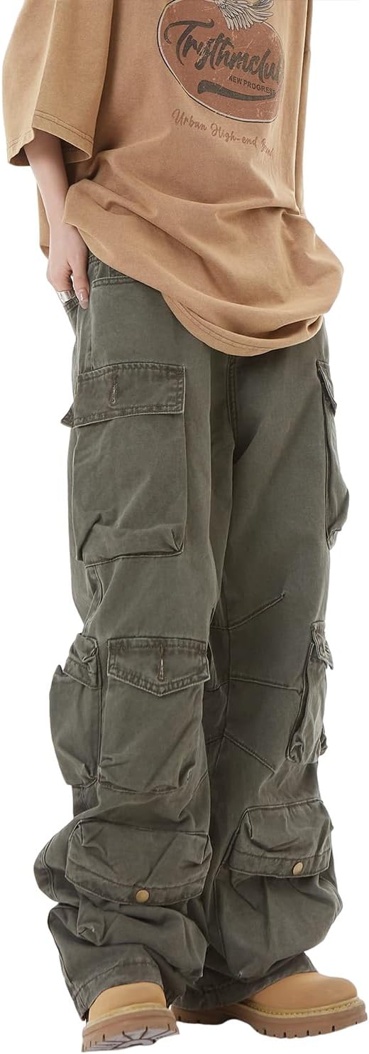سعر ومواصفات Women's Baggy Cargo Pants Y2K Clothing Multi-Pocket Relaxed Fit Jeans Fairy Grunge Clothes Alt Emo Streetwear (B0BW38MDF6) على Amazon EG
