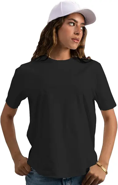 سعر ومواصفات Womens CAMICIE ESSENTIAL COTTON ROUND COLLAR AND CURVED HEM T-SHIRT Streetwear (pack of 1) (B0D58D47V6) على Amazon EG