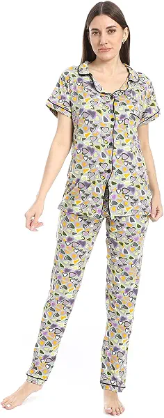 سعر ومواصفات Womens Women's two-piece pajamas with front buttons Women's two-piece pajamas with front buttons (pack of 1) (B0F1TZ5412) على Amazon EG