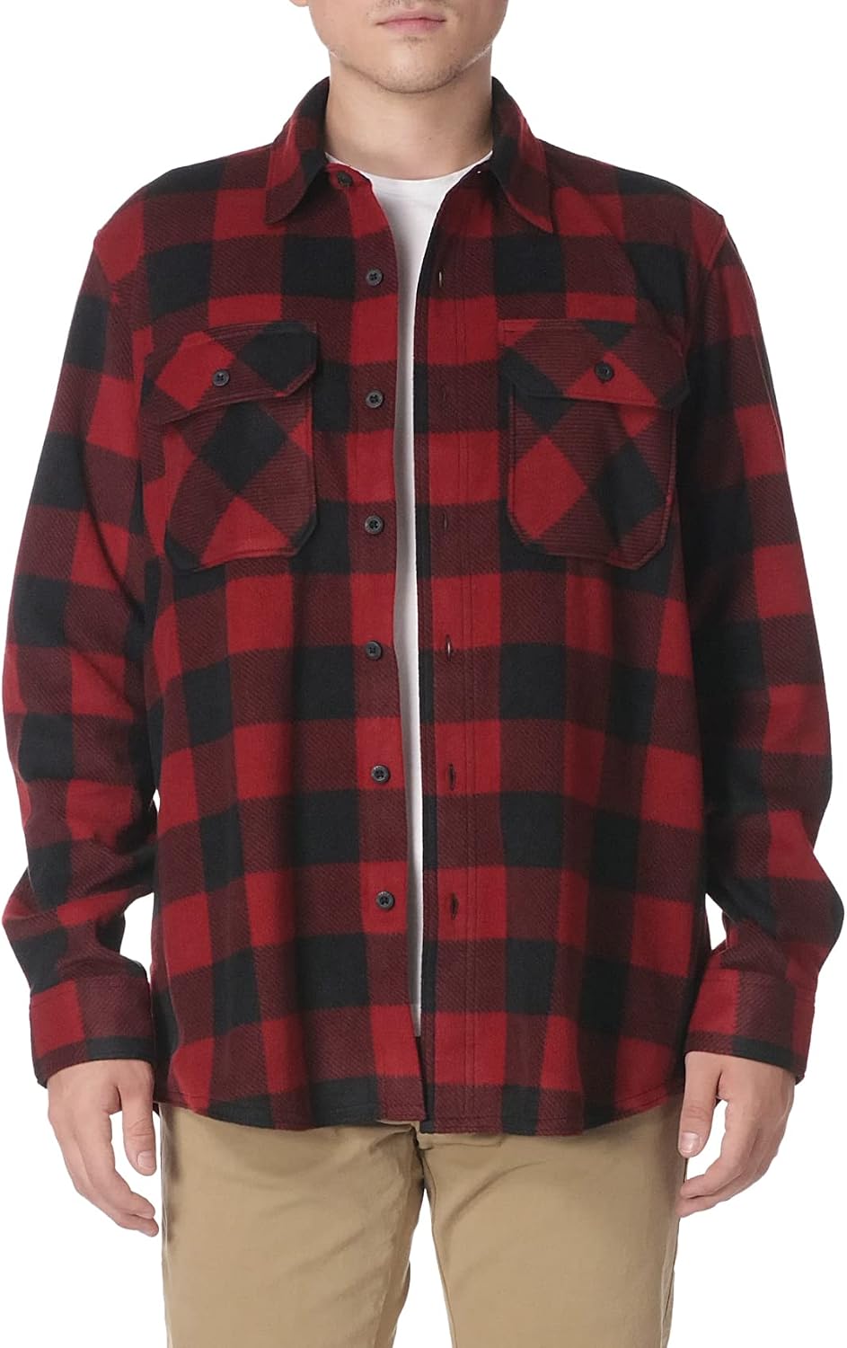 سعر ومواصفات Wrangler Authentics Men's Big & Tall Long Sleeve Plaid Fleece Shirt Button, Red Buffalo Plaid, XXL Tall (B07CHTFC7C) على Amazon EG