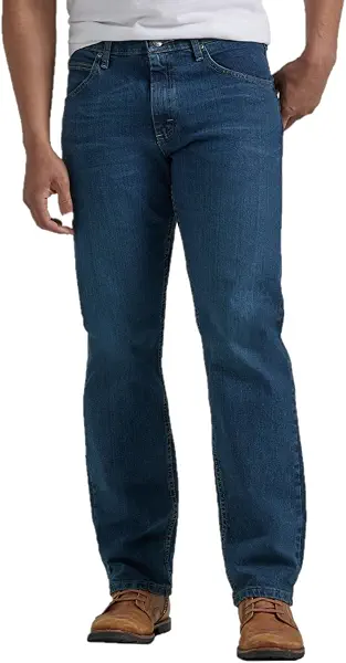 سعر ومواصفات Wrangler سروال جينز كلاسيكي بقصة مريحة و5 جيوب للرجال من رانغلر، ازرق عسكري، عرض 30 × طول 30 (B074KLCG23) على Amazon EG