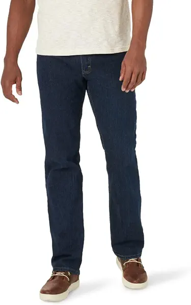 سعر ومواصفات رانجلر سروال جينز للرجال من رانغلر اوثينتيكس بقصة عادية ومقاس عادي ومريح وخصر مرن، ازرق نيلي غامق، 44 عرض × 32 طول (B074KJ6JQV) على Amazon EG