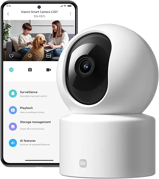 سعر ومواصفات Xiaomi Smart Camera C201 | كشف الأشخاص والحيوانات الأليفة بزاوية 360 درجة، تتبع ديناميكي، صوت ثنائي الاتجاه، جهاز تحكم عن ... (B0FC331VV7) على Amazon EG