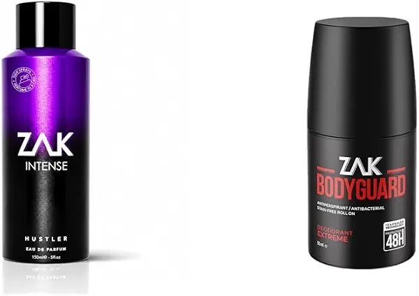 سعر ومواصفات ZAK Hustler EDP Intense + Free ZAK Bodyguard Extreme Roll-On Deodorant 50ml (B0H7XVXKSX) على Amazon EG