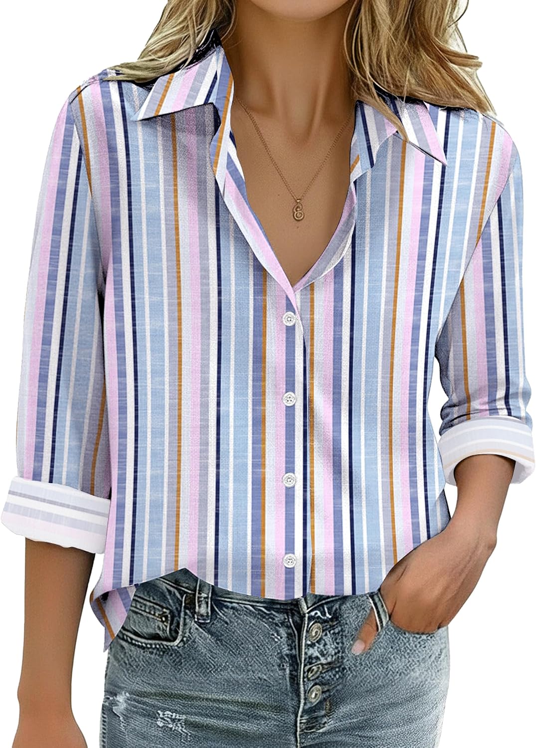 سعر ومواصفات Zeagoo Womens Cotton Linen Button Down Shirts Loose Fit Long Sleeve Collared Blouse Casual V Neck Tops Outfits S-3XL (B0G2LYSXZ7) على Amazon EG