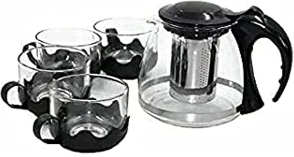 سعر ومواصفات إبريق حراري زجاجي مزود بـ4 أكواب، شفاف (B0C3FB7PX3) على Amazon EG