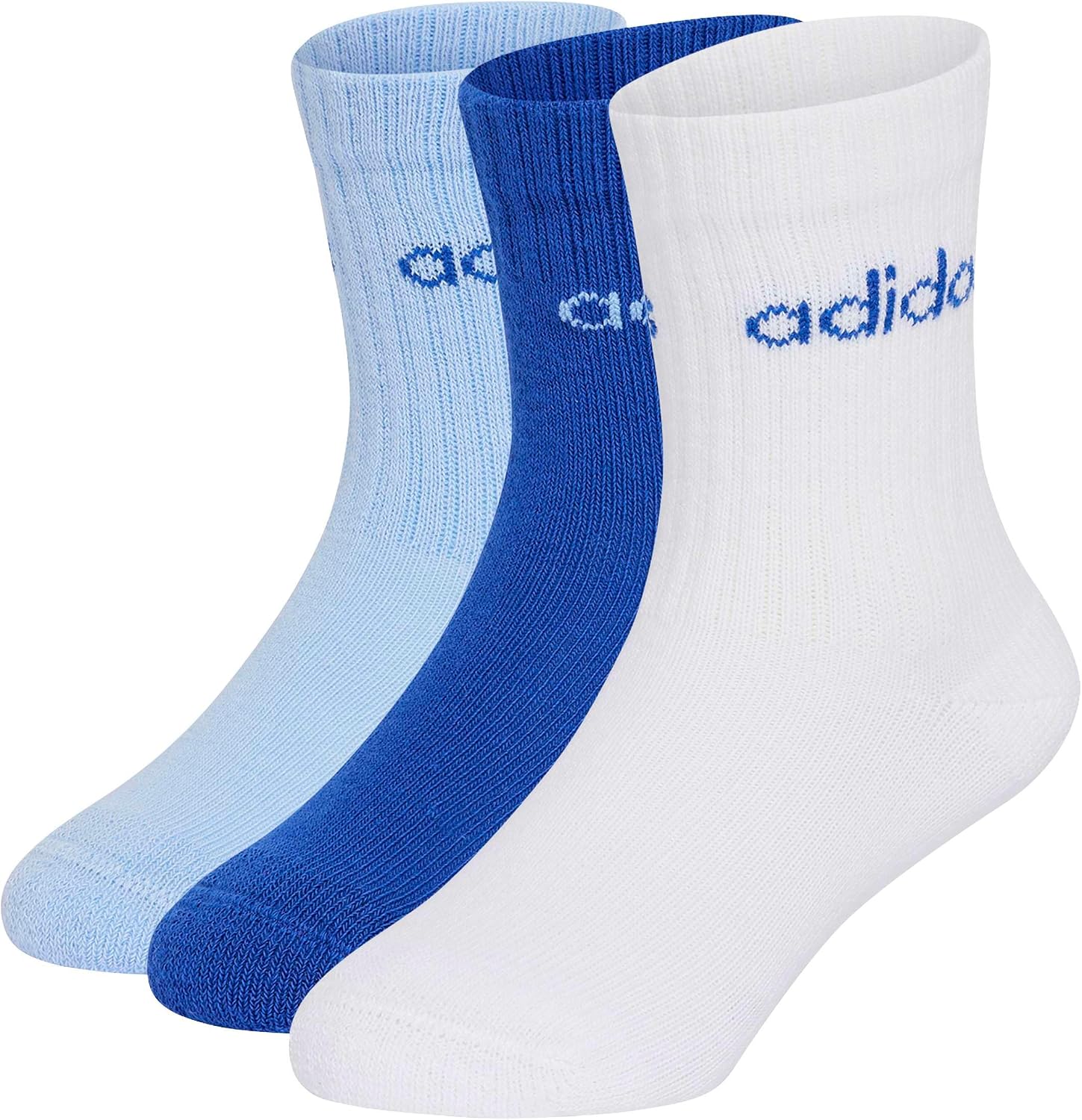 سعر ومواصفات اديداس adidas Unisex-Kids LINEAR CREW 3 PAIRS PER PACK SOCKS, White/Team Royal Blue/Glow Blue, 7.5K - 9.5K (B0FVS4FJGQ) على Amazon EG