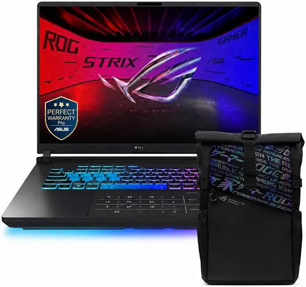 سعر ومواصفات اسس روج ستريكس G16 [G615LM-RV009W] U9-275HX / DDR5 16GB / 512GB SSD / RTX™ 5060 8GB GDDR7 / FHD+ 16 انش 165Hz / ويندوز 11/1 ضمان مثالي برو + [شنطة ظهر روج ] (B0FQ2SM6PH) على Amazon EG