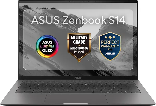 سعر ومواصفات اسس زين بوك S 14 [UX5406AA-SW317W] كور U7-355 / LPDDR5X 32GB / 1TB SSD / بطاقة رسومات انتل / شاشة 14 انش 3K (2880 × 1800) OLED / ويندوز 11/1 سنة ضمان مثالي برو + [حافظة] (B0H955QDXN) على Amazon EG